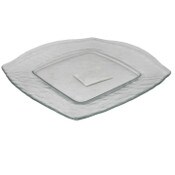 Wholesale - 10.5" SQUARE GLASS PLATE C/P 12, UPC: 068296026951